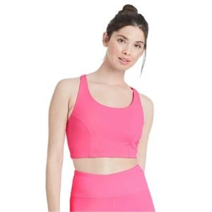 JoyLab Neon Pink Strappy Twisted Sports Bra Size Large